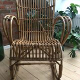 Fauteuil à bascule rocking chair en rotin