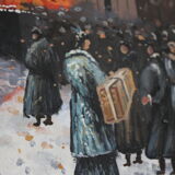 Tableau signé Le Moulin Rouge sous la neige