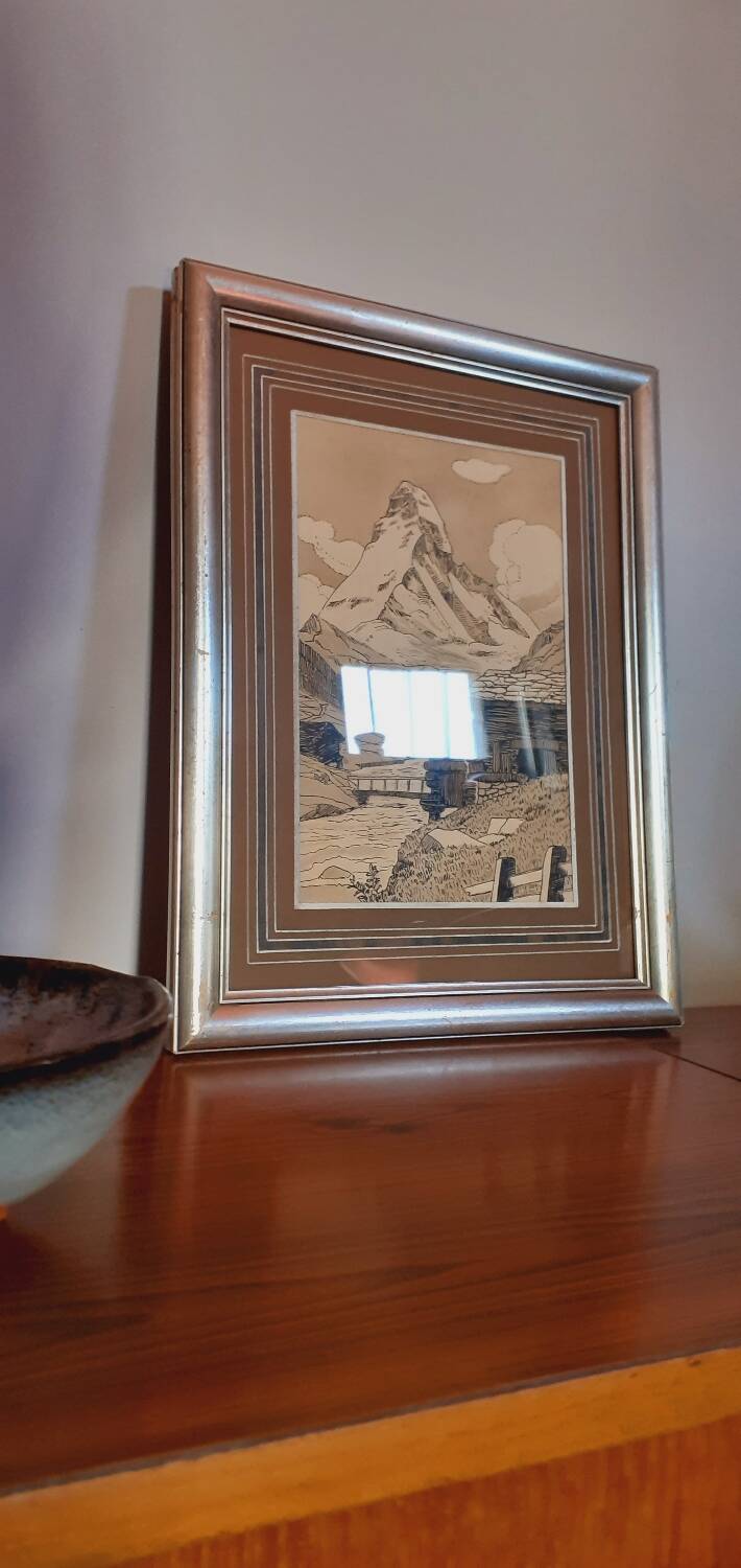 Art Deco Ink Drawing 1930 Framed