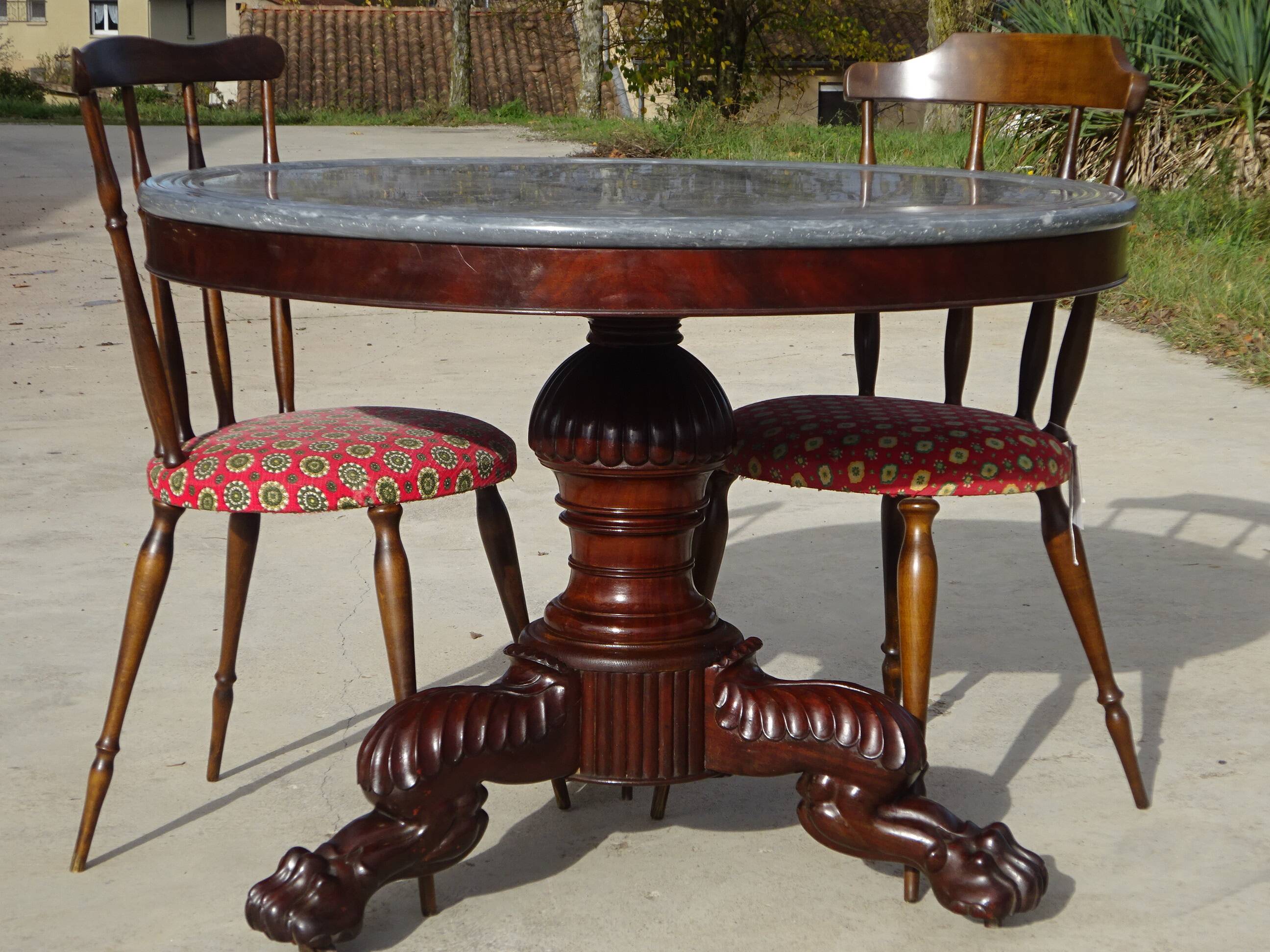 Empire guéridon, rotating marble top