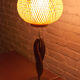Teak brass and rattan table lamp