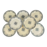 Set of 8 dessert plates in ironstone "Amiral", Creil & Montereau, green-blue, late 19th century.