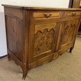 XiXth buffet in marquetry and elm magnifying glass