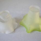 Set of 2 old tulip lampshades globe glass chandelier lamp
