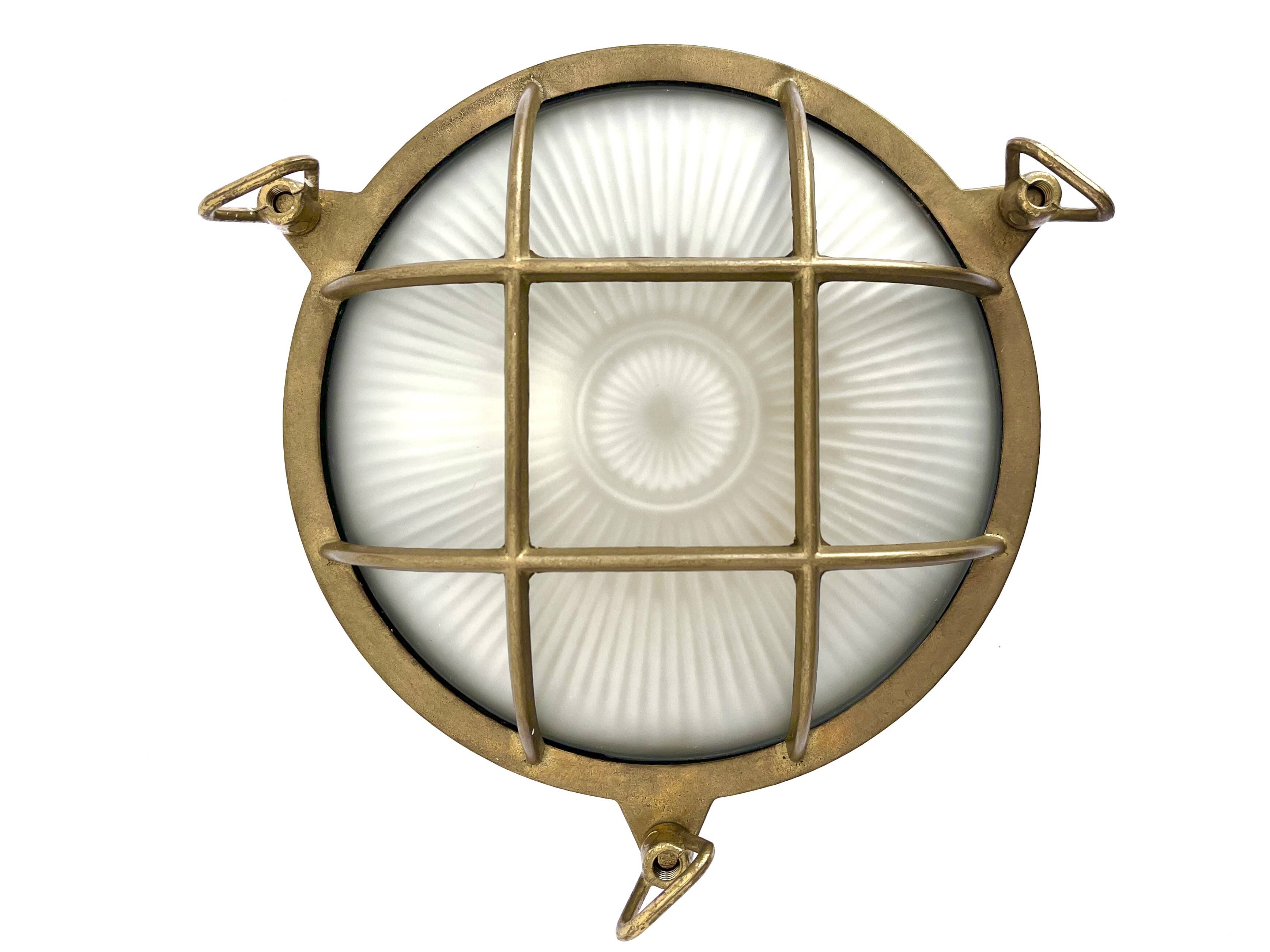 Marine decorative wall light in solid brass