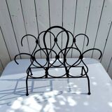 Metal and leather magazine rack, attributed to Jacques Adnet, vintage