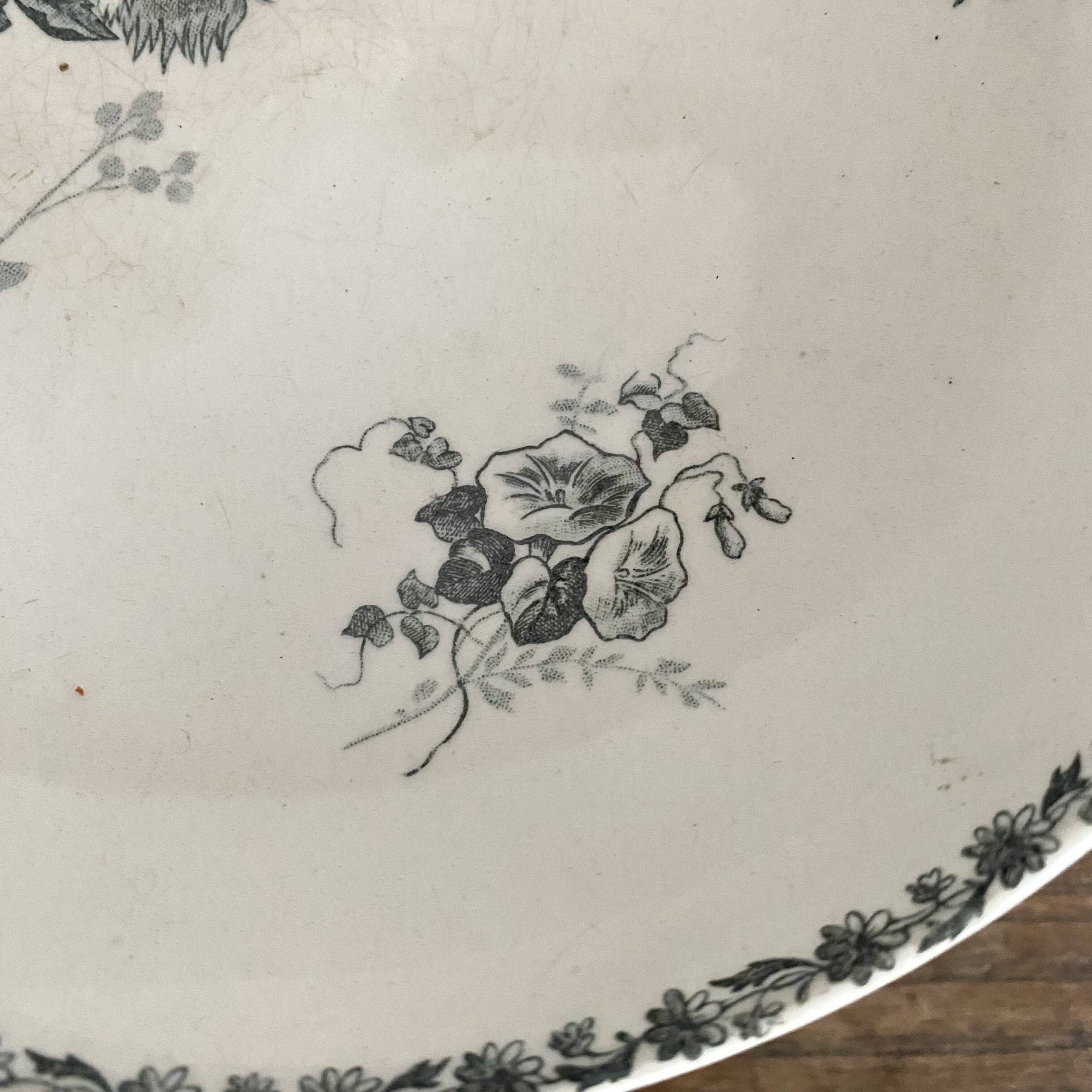 HB&Cie ironstone fruit bowl decorated with flowers, birds and butterflies