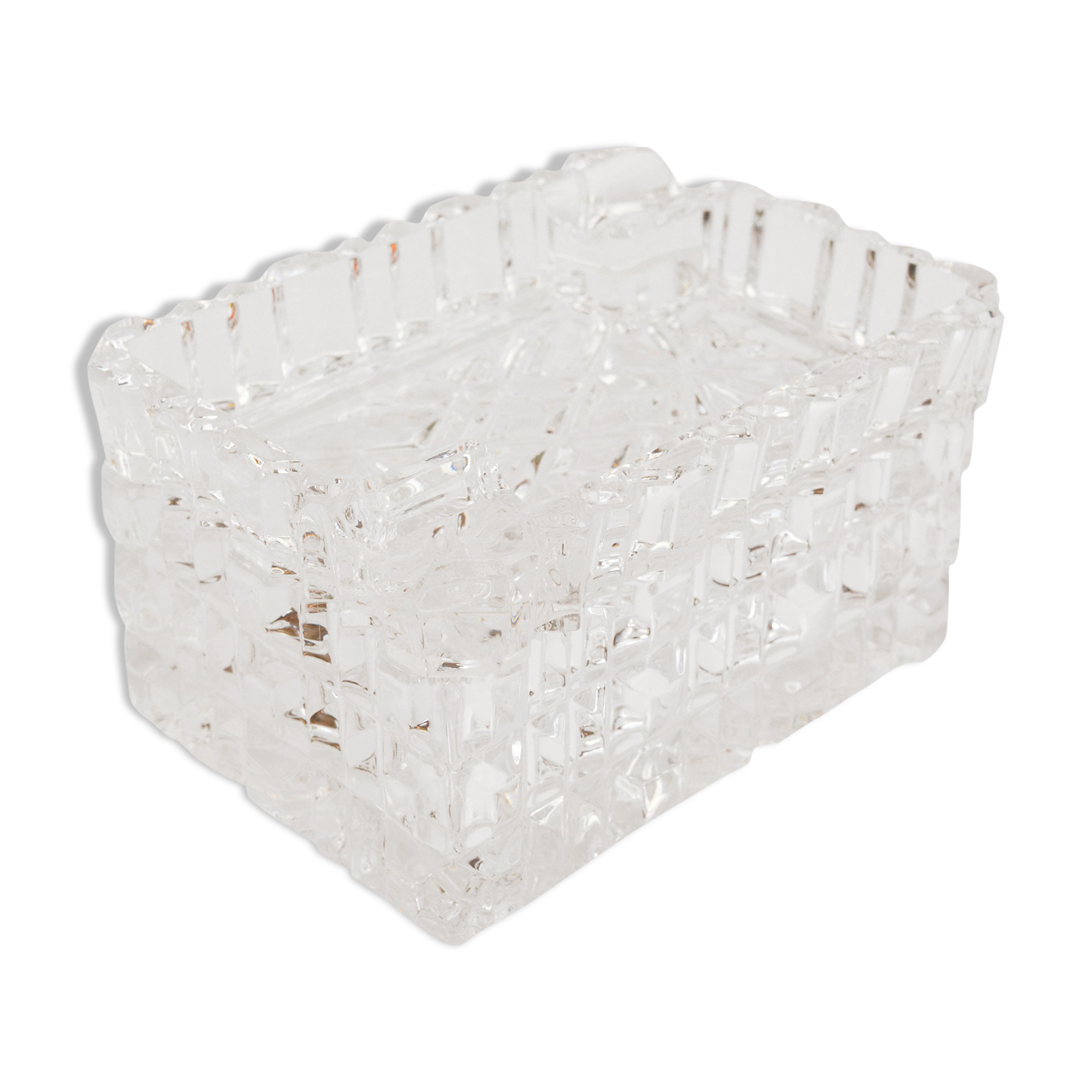 1980s crystal ashtray with cigarette case, Julia Glassworks, Poland