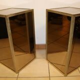 Pair of glass and nickel-plated brass tables from the 1950s