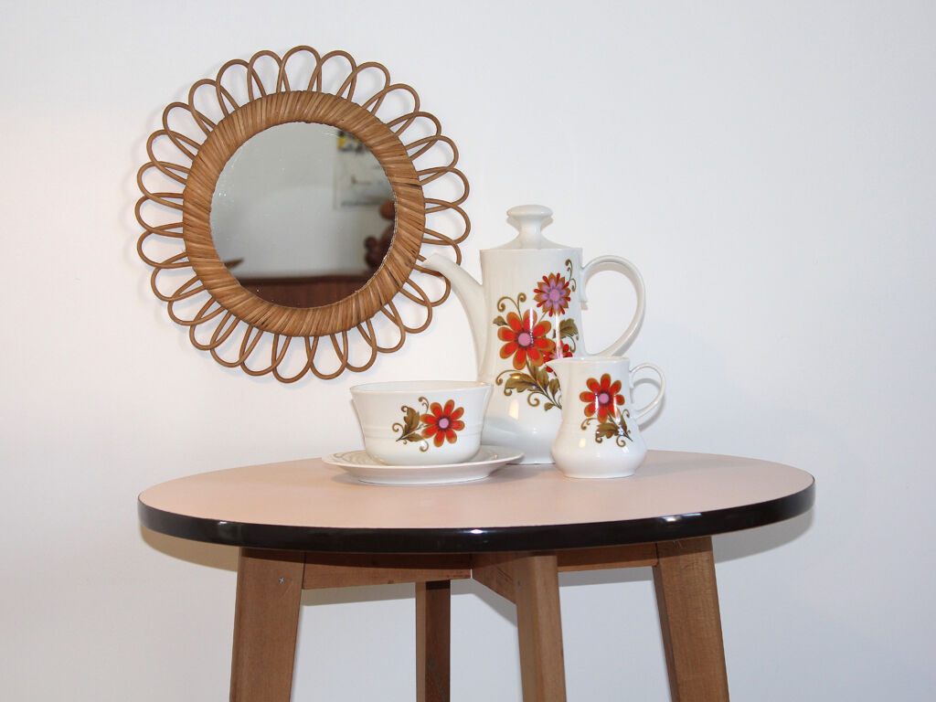 Table guéridon pieds compas