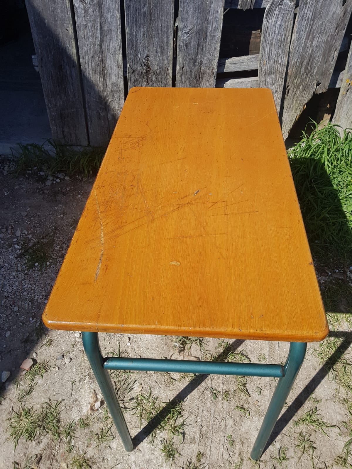 Former study office s22 of mobilor metal vert - vintage wood