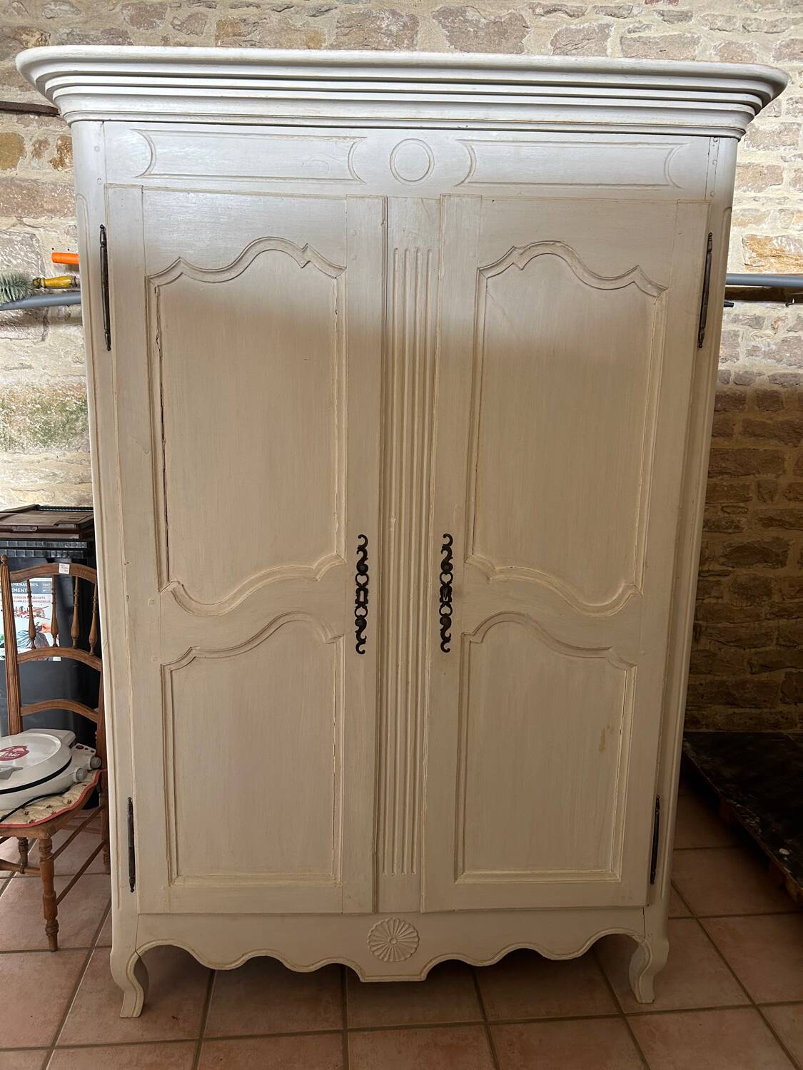 Old white patinated cabinet