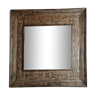 Old ethnic mirror in light wood, 62 cm