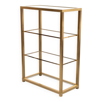 Brass and Glass Etagere or bookcase . Italy 1970s