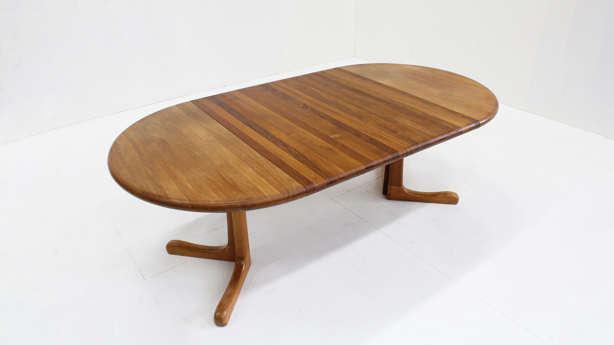 Vintage Danish round extendable dining table solid teak 1960s