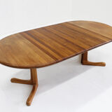 Vintage Danish round extendable dining table solid teak 1960s