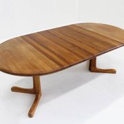 Vintage Danish round extendable dining table solid teak 1960s