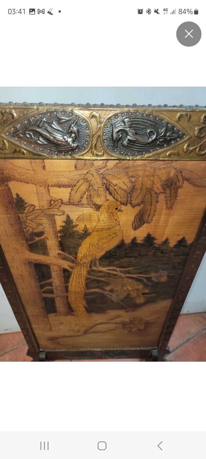 Double-sided wooden and copper screen firewall