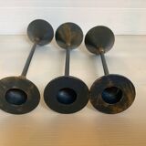 Trio of vintage blue and gold candlesticks