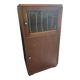 Vintage wooden furniture, vinyl storage, bookshelf, desk.