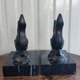 Squirrel bookends signed Tedo, Art Deco