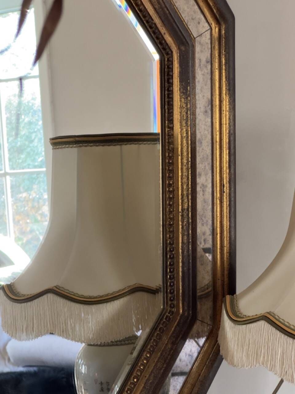 Vintage octagonal gold mirror – Belgium, 1960s/1970s