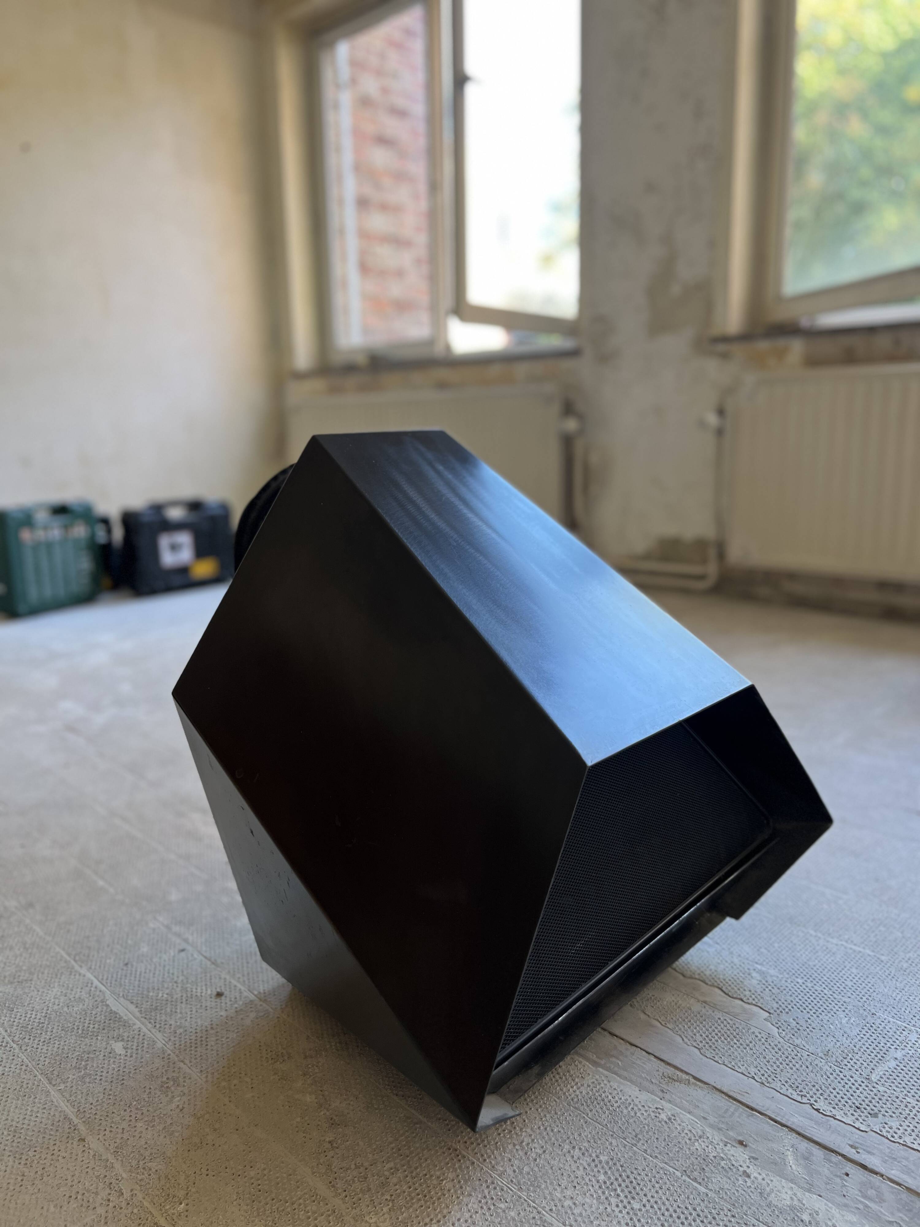 Fireplace, Don Bar stove in patinated steel, 1970s