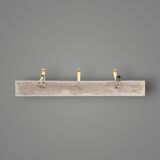 Vintage wall coat rack with 3 hooks in gold anodized aluminum