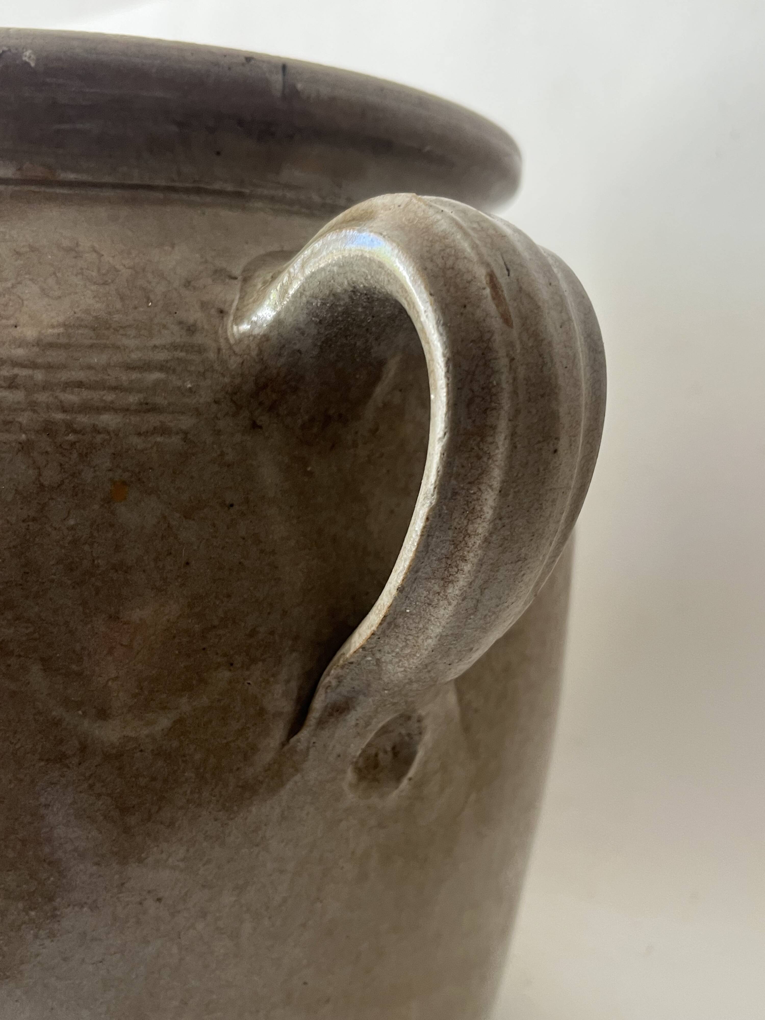 Ancien pot à graisse, grès vernissé