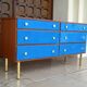 Teak and suede chest of drawers/dressing table, 1950