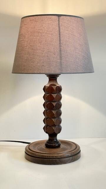 Wooden Lamp Charles DUDOUYT Vintage