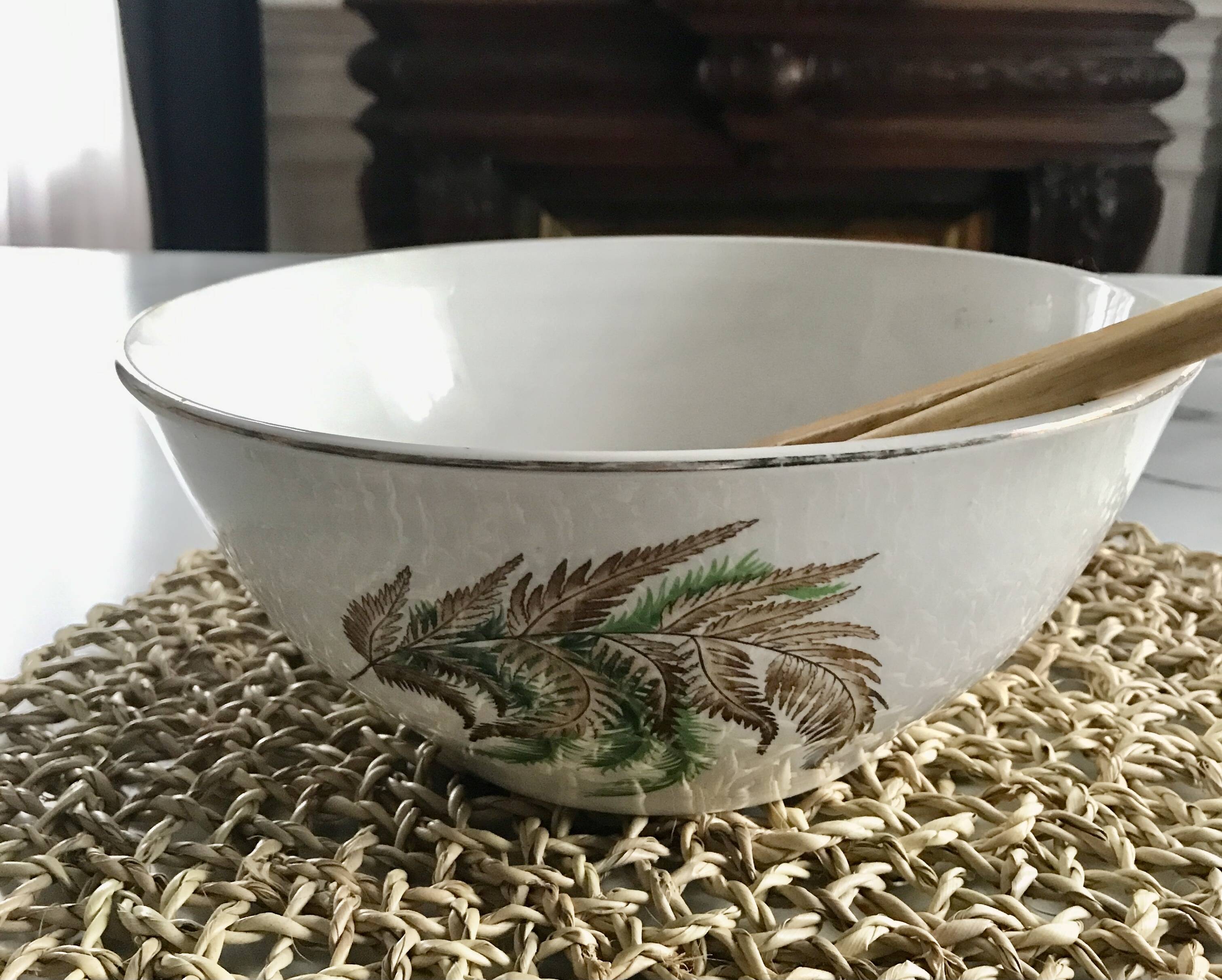 Vintage Digoin Sarreguemines fern salad bowl