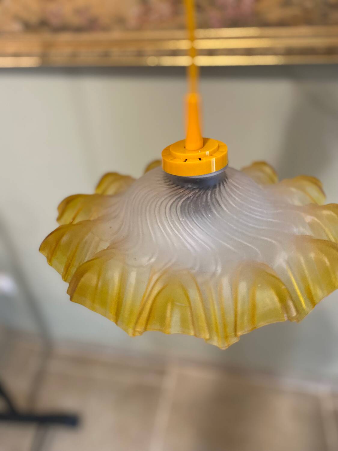Suspension Art Déco en verre orange