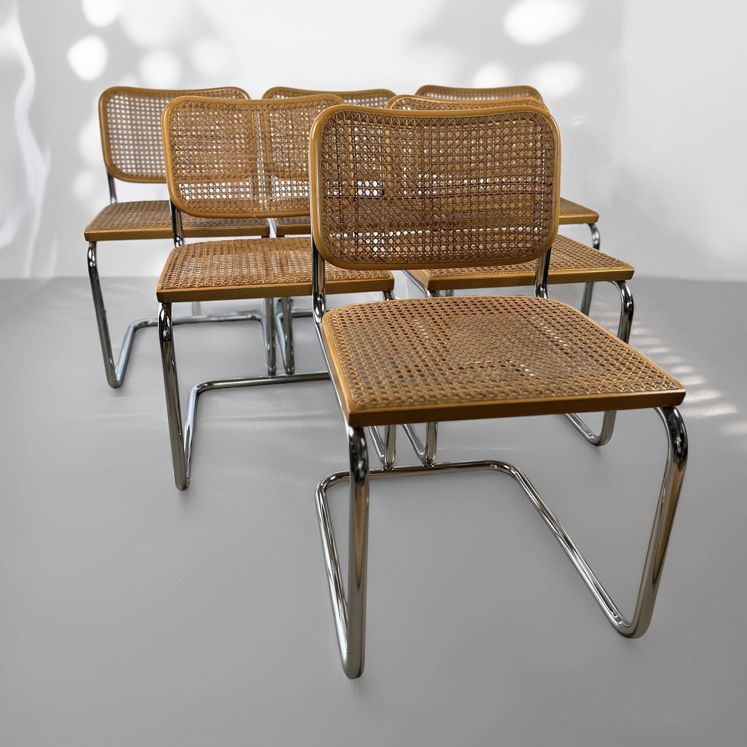 Ensemble de 6 chaises Cesca de Marcel Breuer pour Gavina, années 1960