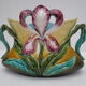 Former art nouveau planter in colorful dabbling iris décor