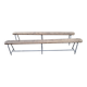 vintage metal and wood bench pair