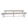 vintage metal and wood bench pair