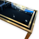 Coffee table in gilded brass and black glass by Studio Mercier for Liwan's