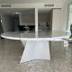 Elliptical table in Carrara marble and Corian attributed to Xavier Lust.