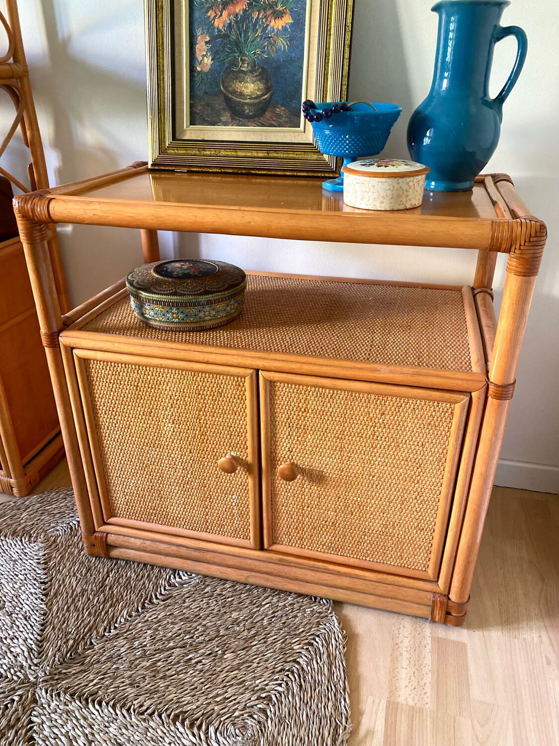Vintage rattan and cane sideboard