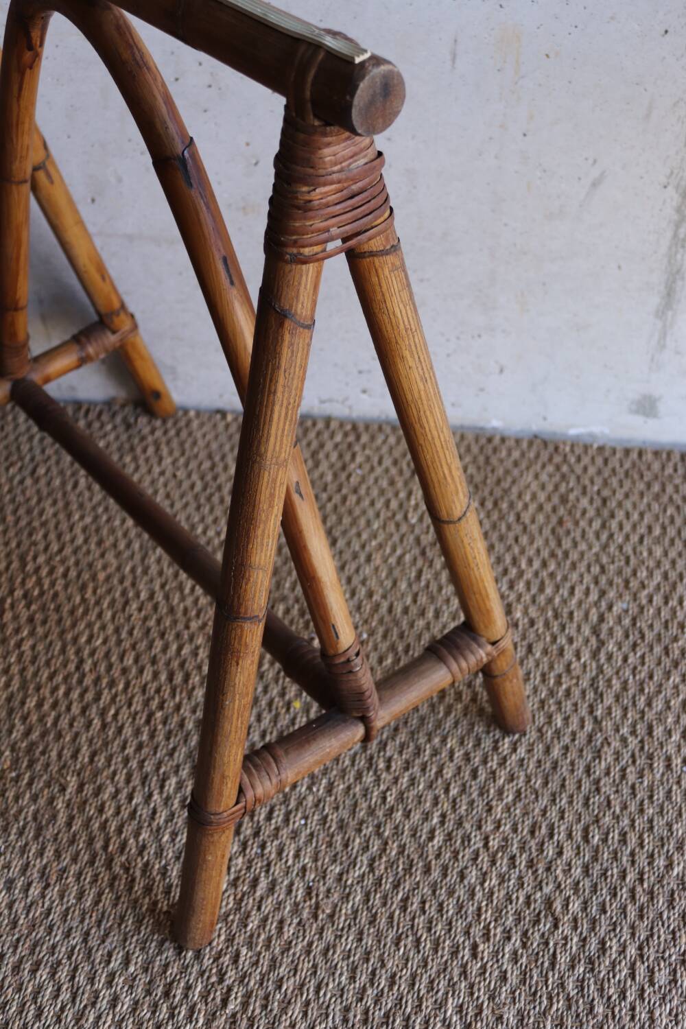 Pair of vintage rattan trestles