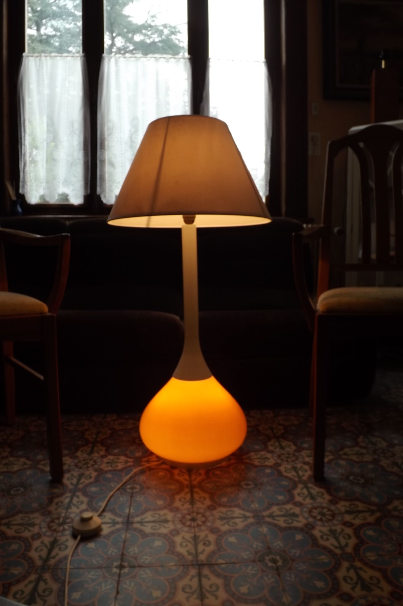 Orange 1960-70 vintage opaline drop lamp