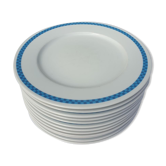 Set 12 assiettes faïence à damiers bleu Lustucru diam25