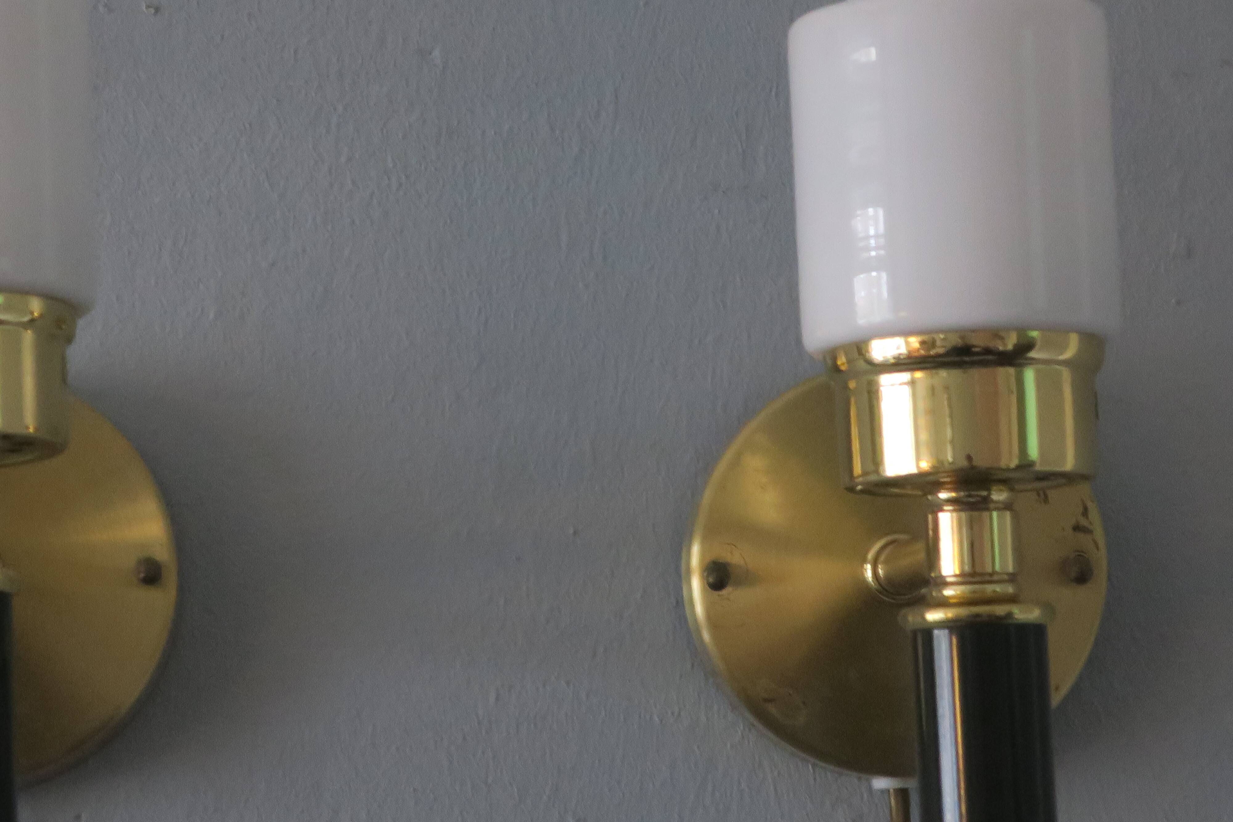 Pair of vintage Swedish brass wall lights by C E Fors for Ewa Varnamo