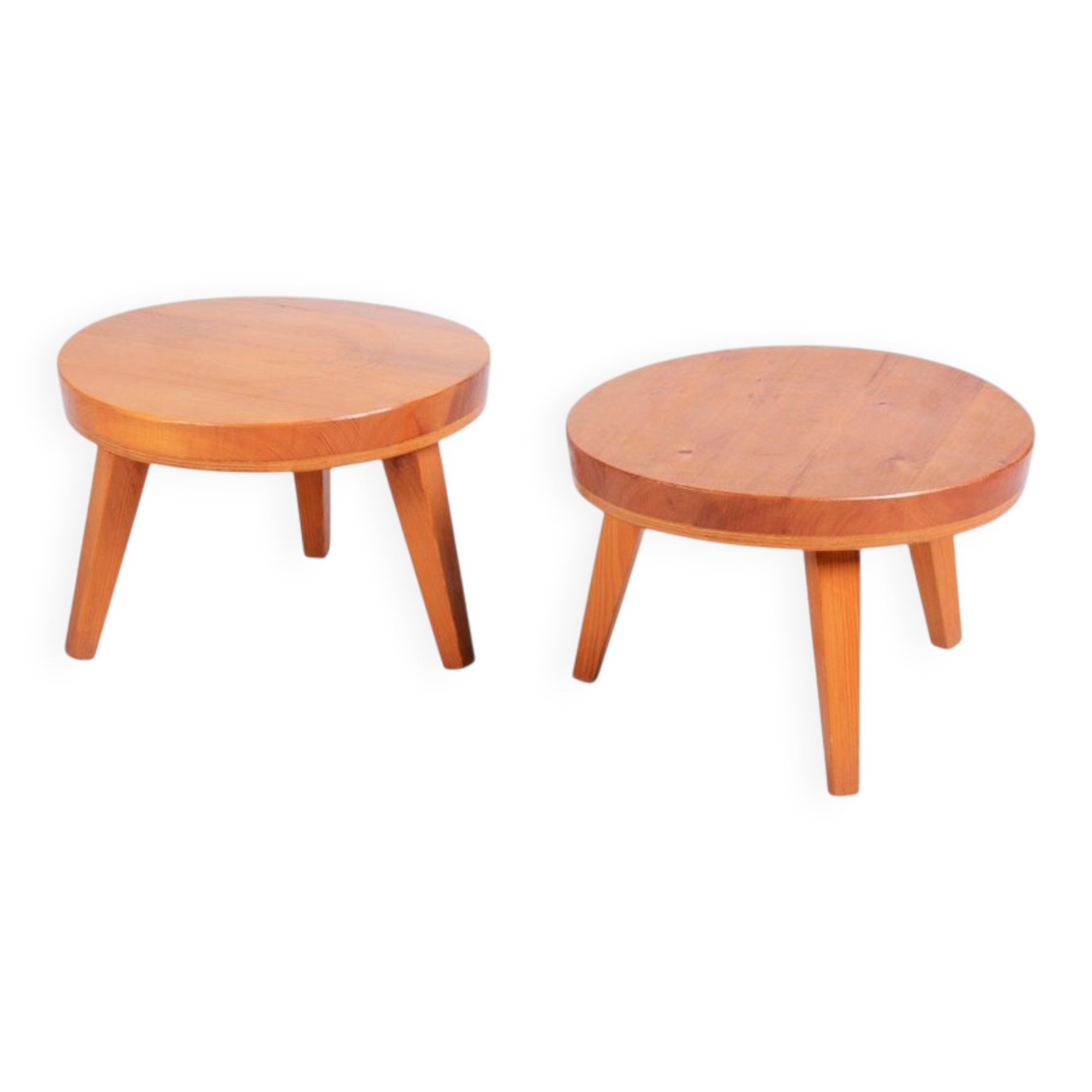 Mid-Century Small Tables in Larch Wood, Czech, 1950s, Set of 2