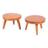 Mid-Century Small Tables in Larch Wood, Czech, 1950s, Set of 2