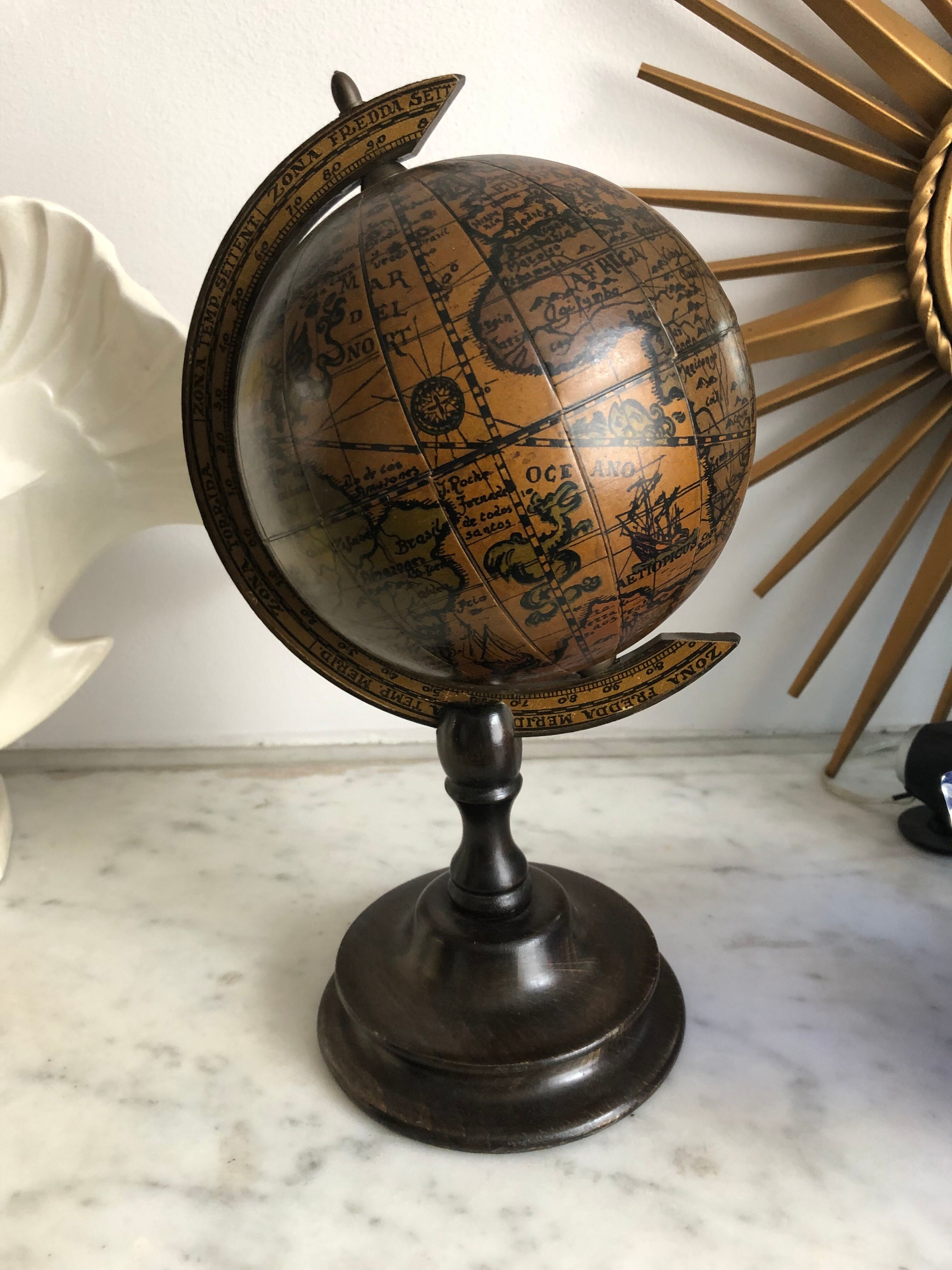 Wooden floor globe