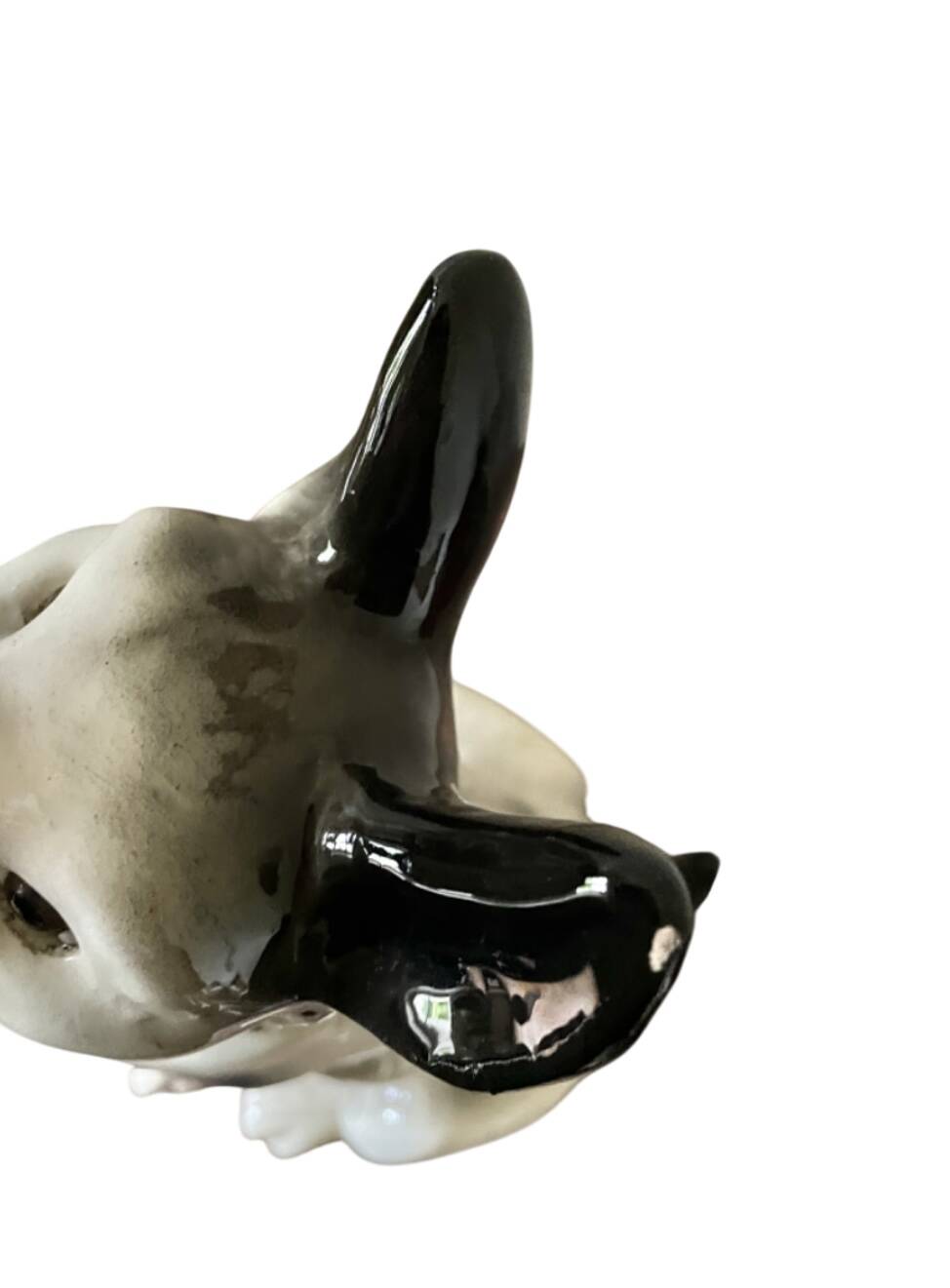 DESVRES earthenware dog with sulphide eyes, 1950
