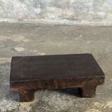 Small stool, black solid teak accent stool wabi-sabi L30 W8.5 H6.