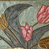 Small vintage brass tray with cloisonné enamel floral decoration - 1960.